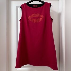Fiorucci red sleeveless mini retro glitter lips dress NWT size 44
